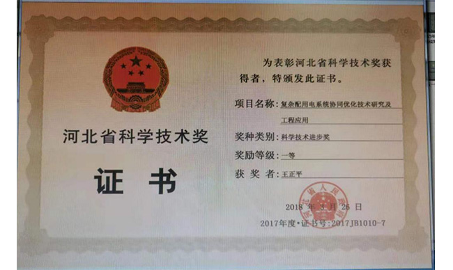 国网河北省电力有限公司荣获2018年河北省科学技术奖一等奖